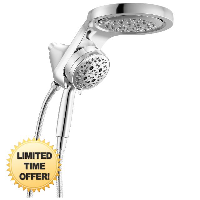 Delta 6-Setting HydroRain Premium 2-in-1 Dual Shower Head with ProClean Spray