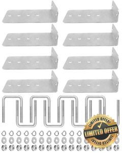 8Pcs 8" L-Type Boat Trailer Bunk Brackets Fit for 3x3 Crossmembers