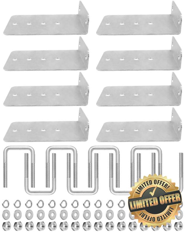 8Pcs 8" L-Type Boat Trailer Bunk Brackets Fit for 3x3 Crossmembers