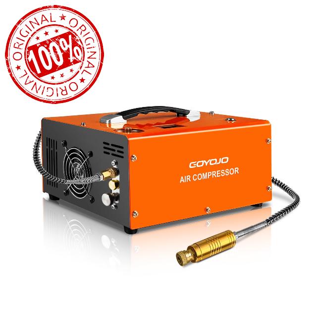 PCP Air Compressor | Max 4500 PSI / 300 Bar | Dual Power 12V DC & 120V AC | Fast Fill for Airguns & Scuba Tanks | Auto Shut-Off | Built-in Cooling Fan | 300W Portable Pump
