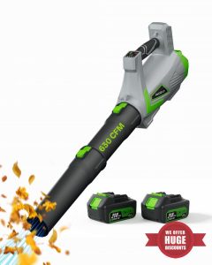 Leaf Blower Cordless 630CFM with 2×4000mAh Batteries and Charger