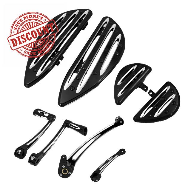Motorcycle Driver Passenger Floorboards Brake Arm Pedal Toe Heel Shift Shifter Rod Lever Set Fit for Harley Touring Road Glide Street Glide Electra Glide (2008-2013