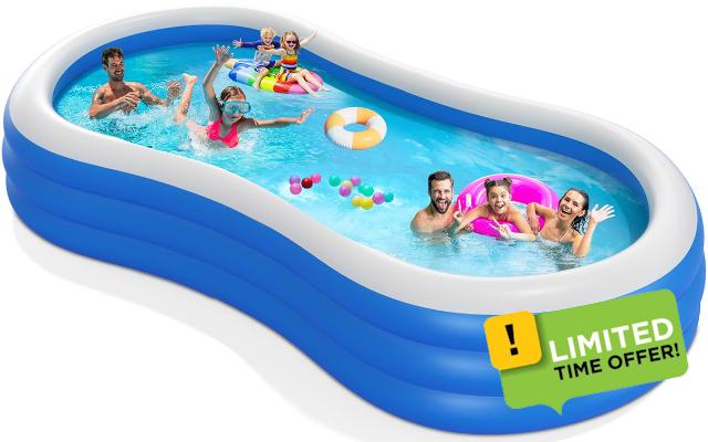 Large Inflatable Pool for Adults - 145" X 74" X 22"