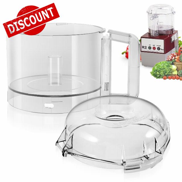 106458S Cutter Bowl Lid and 112203 Food Processor 3 Quart Clear Cutter Bowl for Robot Coupe R2B series #1-4 and R2N series #1-3