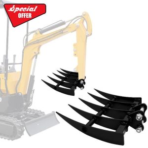 Mini Excavator - Specific Metal Wide Backhoe Rake Attachment - 25MM (0.98in) Hole