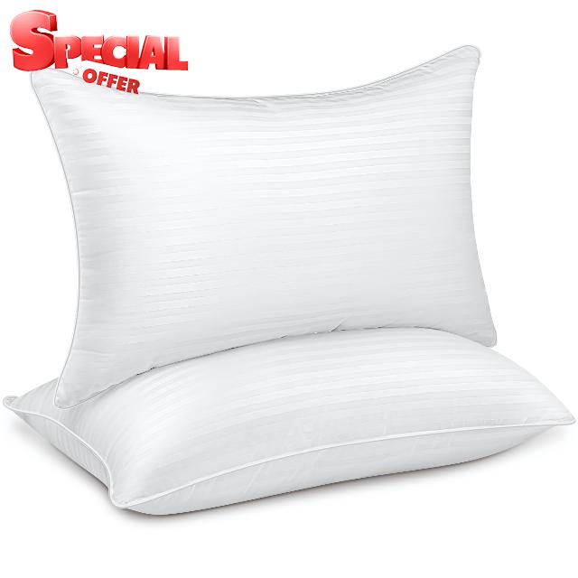 Queen Size Bed Pillows Set of 2 - Premium Down Alternative Cooling Pillows for Side