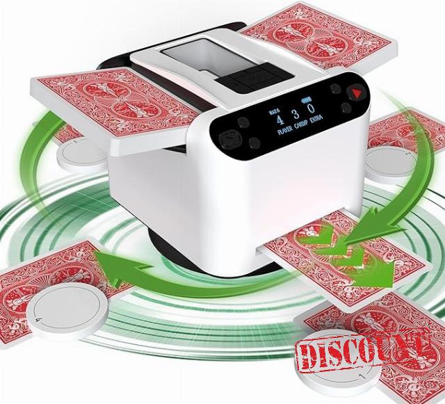 Automatic Card Shuffler and Dealer Machine 360° Rotation