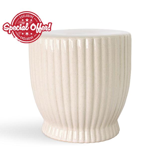 Ceramic Decorative Garden Stool: Cream Stool Striped Drum Shape for Indoor Outdoor Decor - Ceramic Tabouret for Living Room Patio Front Porch Bathroom