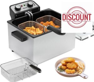 1800W 5 Liters/21 Cups Large Electric Deep Fryer with 3 Frying Baskets