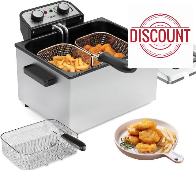 1800W 5 Liters/21 Cups Large Electric Deep Fryer with 3 Frying Baskets