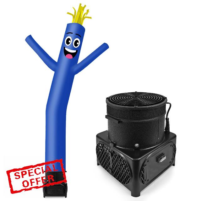 7FT Tall Inflatable Tube Man Wacky Wavy Dancing Guy with Weather-Resistant Blower (9''Diameter) for Outdoor Decoration Advertising Business Promotion - Blue