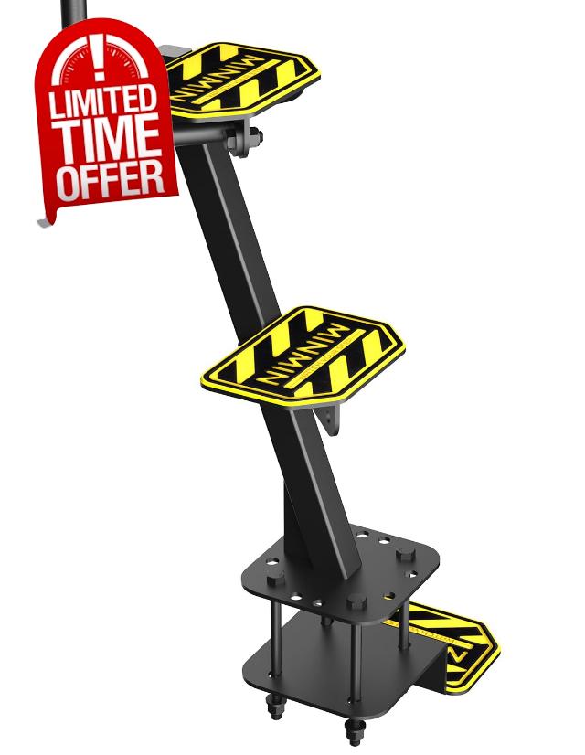 Heavy Duty Boat Trailer Steps with Angled Safety Handle and Non-Skid EVA Foam Trax