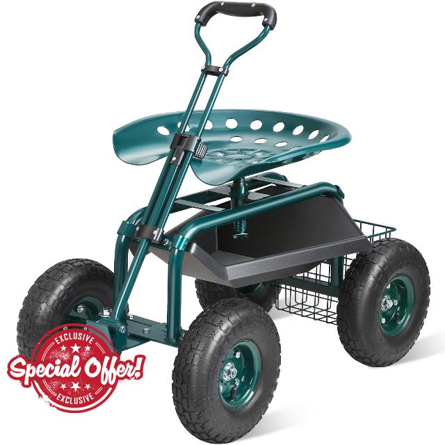 VEVOR Garden Cart Rolling Workseat with Wheels
