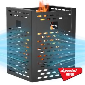 Burn Barrel for Outdoor Trash Burning – 30 Inch 63 Gallon Heavy Duty Fire Pit Cage with Ventilation