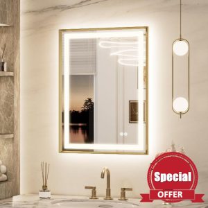 Keonjiinn 24 x 32 Inch LED Bathroom Mirror with Frontlit & Backlit