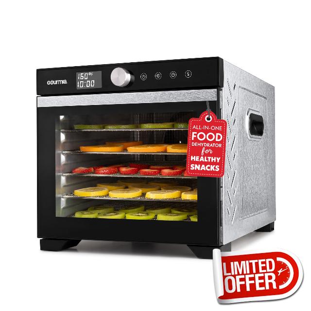 Gourmia Digital Food Dehydrator – 6 Stainless Steel Trays