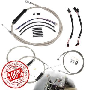 12" Ape Hanger Sportster Cables Kit Handlebar Extended CAN-Bus/Turn Signal Wires/Clutch/Throttle Cables/Brake Line for 2014-2021 Harley Non-ABS Iron XL XLH 883 1200 50 Models(Chrome)