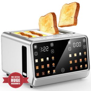 4 Slice Toaster Wide Slot– Dual Digital TouchScreen & Independent Control Panel | Single Slot Toasting
