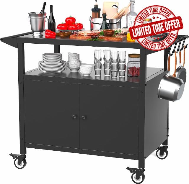 Grill Cart with Storage Cabinet