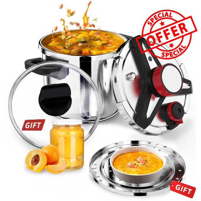 18/8 Stainless Steel Pressure Cooker 6 Quart
