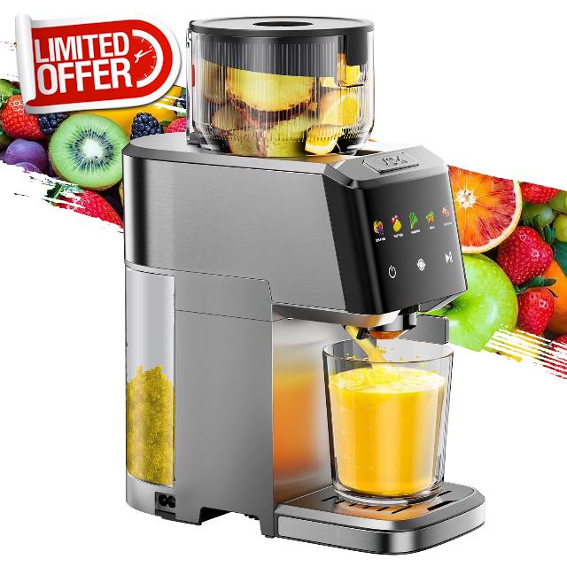 VCK Cold Press Juicer with Large 5.12" Feed Chute- Slow Masticating Technology for Nutrient Retention