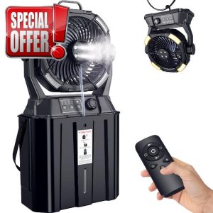 Misting Fan Portable for Outside Patios- 20000mAh Rechargeable Battery Powered fan