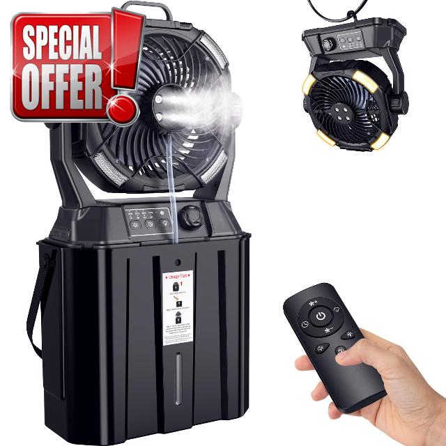 Misting Fan Portable for Outside Patios- 20000mAh Rechargeable Battery Powered fan