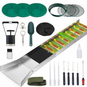 NEWTRY Complete Gold Panning Kit 27pcs Gold Mining Equipment with 50" Folding Sluice Box