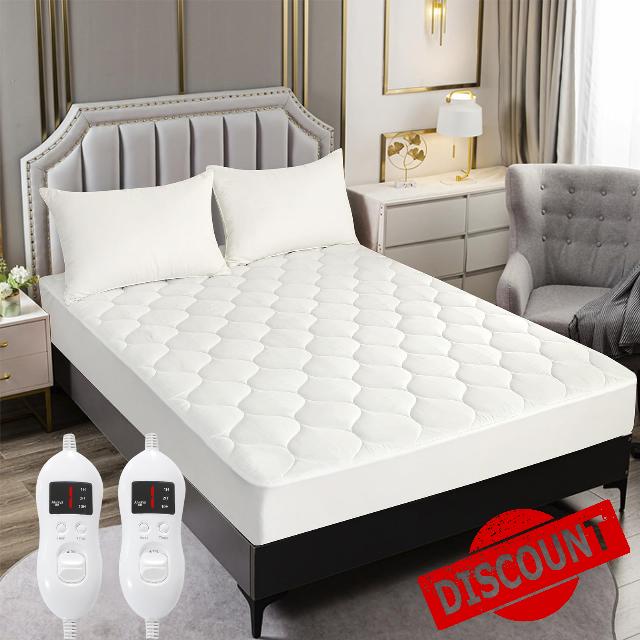 Heated Mattress Pad King Size – Electric Heated Bed Pad with Dual Zone Control