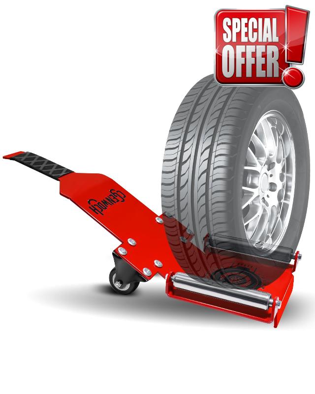 Portable Tire Jack Tool with Roller Plate