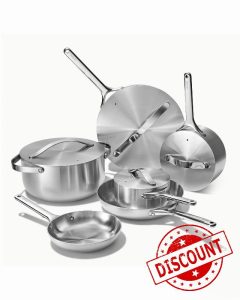 Caraway Stainless Steel Deluxe Cookware Set (16 Piece) - 5-Ply Stainless Steel Pots