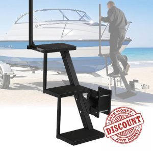 Boat Trailer Steps 3 Step w/Anti-Slip Mat & Handrail