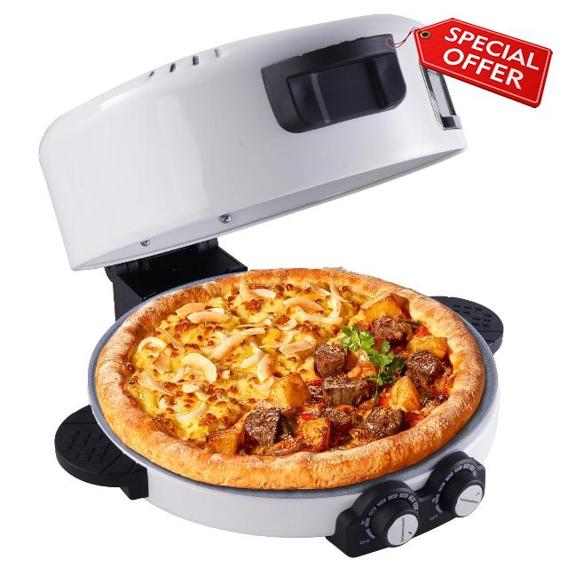 12" Electric Pizza Oven-Countertop Pizza Maker with Timer &Temperatures Control