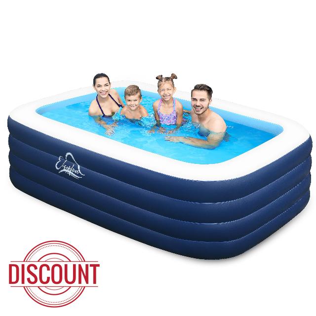 Inflatable Swimming Pool with 4 Air Chambers,99"x60"x28" Heavy Duty Deepened and Thickened Kids Pool