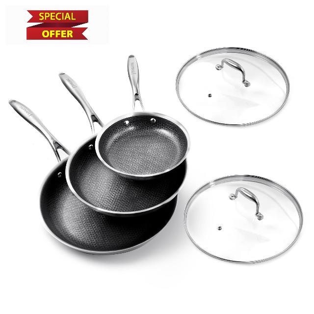 DELUXE Hybrid Ceramic Nonstick 5-Piece Fry Pan Set