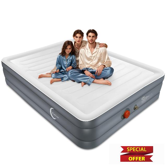 Eclipse Series Queen Air Mattress with USB Rechargeable Built-in Pump