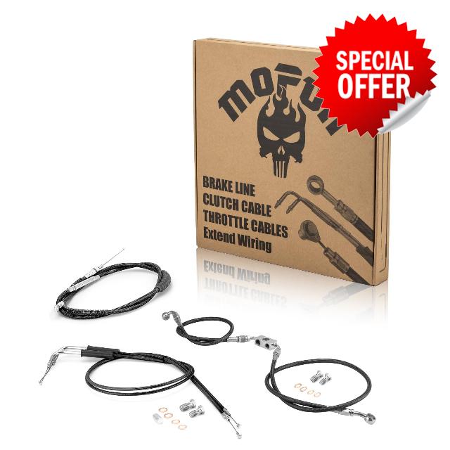 Mofun Clutch Cable & ABS Upper Hydraulic Front Brake Line & Throttle and Idle Cable Kit Compatible with Harley Dyna Street Bob Wide Glide Super Glide Custom 2012-2017