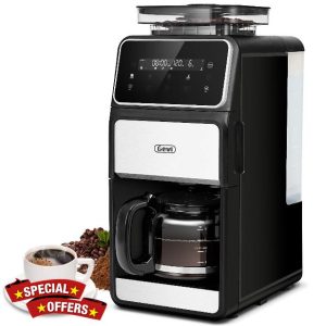 Gevi 10-Cup Grind & Brew Coffee Maker with Built-in Burr Grinder – Programmable Touch Screen