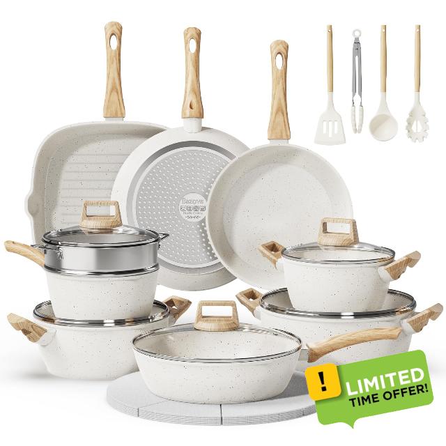 24 Pcs Pots and Pans Set Non Stick Ceramic Cookware Set