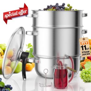 PYY Steam Juice Extractor - 11QT Fruit Vegetables Steam Juicer for Canning