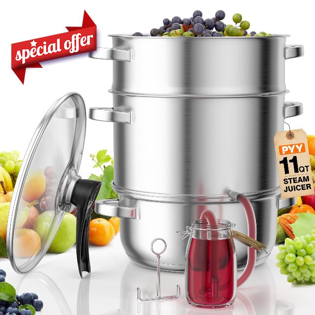 PYY Steam Juice Extractor - 11QT Fruit Vegetables Steam Juicer for Canning