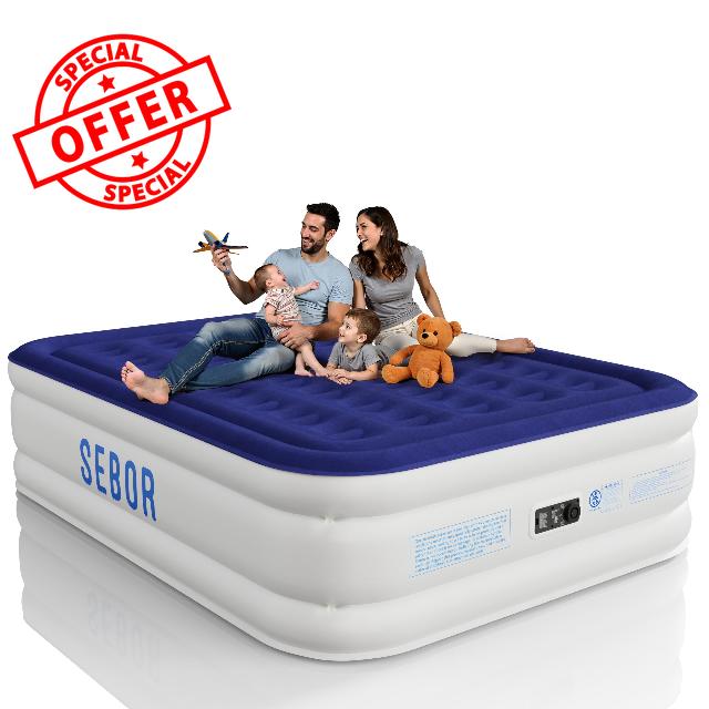 Air Mattress Queen with Built-in Pump 18"