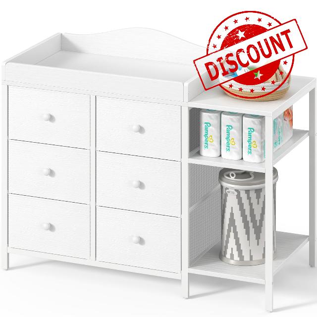 BOLUO Baby Dresser with Changing Table Top