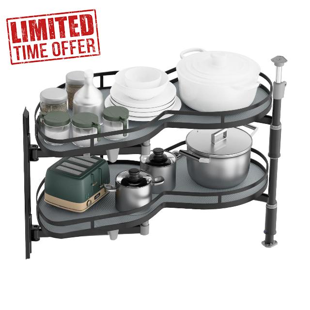 Blind Corner Cabinet Organizer Pull Out Swing Left Lazy Susan for Corner Cabinet 36in