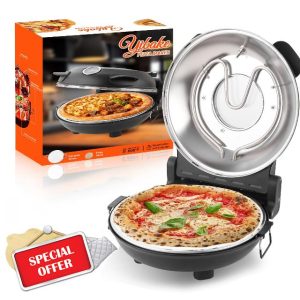 12" Electric Pizza Oven - Countertop Pizza Maker with Ceramic Stone