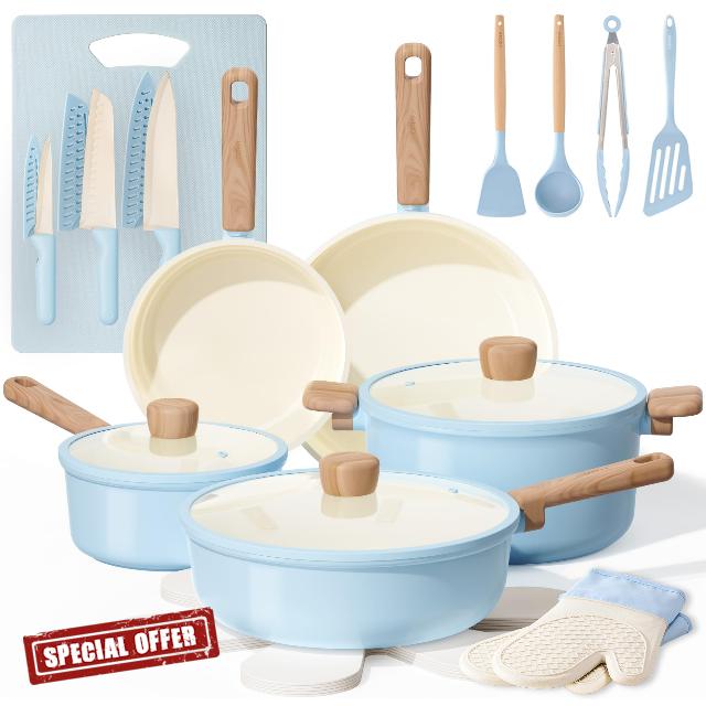 CAROTE 26pcs Ceramic Cookware Set