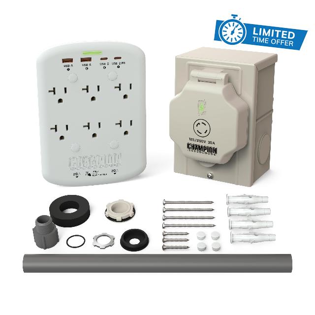 Champion Power Equipment 30-Amp Through Wall Generator Kit with Weather-Resistant Power Inlet Box