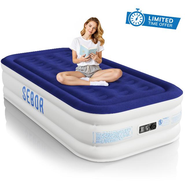 Air Mattress Twin with Built-in Pump 18"