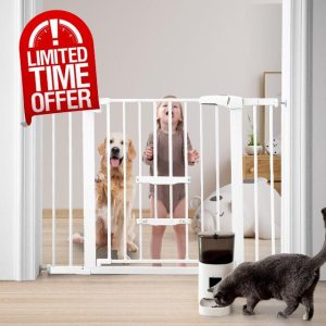 FURTIME 29"-41" Baby Gate with Cat Door Adjustable