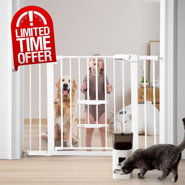 FURTIME 29"-41" Baby Gate with Cat Door Adjustable